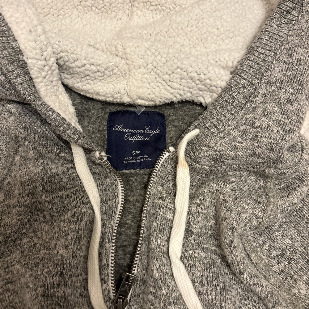 American Eagle Outfitters Heather Gray Full Zip Sweater Hoodie